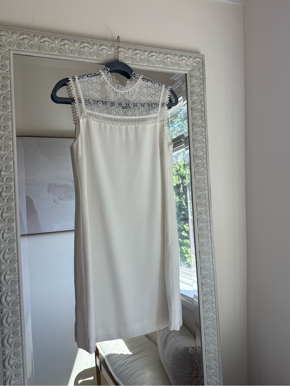 Ted Baker Carsey Lace Yoke Shift Mini Dress Ivory Size 1 US 4